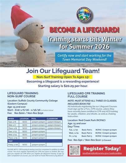 Town of Southampton Lifeguard Training Begins on January 6, 2026