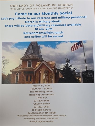 Monthly Social Honoring Veterans Event - March 1, 2026