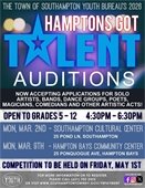 2026 Hamptons Got Talent Auditions to be held on 3/2 & 3/9