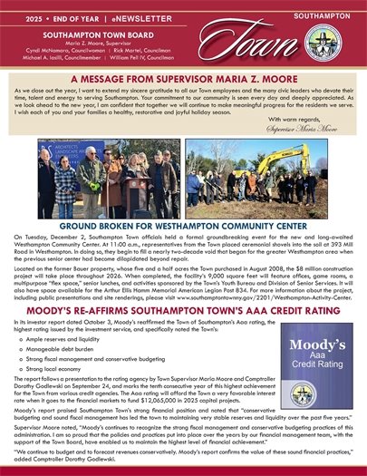 Town of Southampton Newsletter - End of Year 2025 header