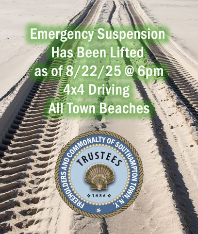 Emergency Suspension of 4x4 driving on all Town Beaches