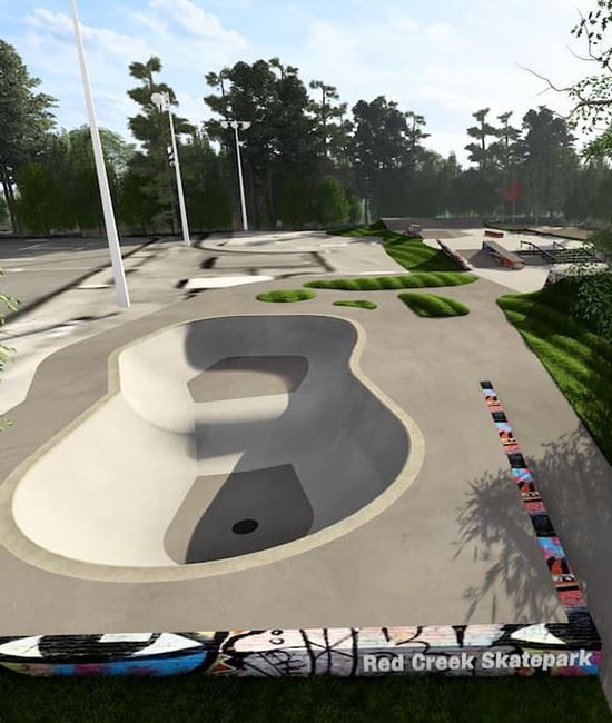 Conceptual Design of Red Creek Skate Park for community consideration. Survey ends 10/15/25.